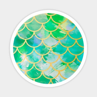 Mermaid Tail Scales Sea Turquoise Gold Magnet